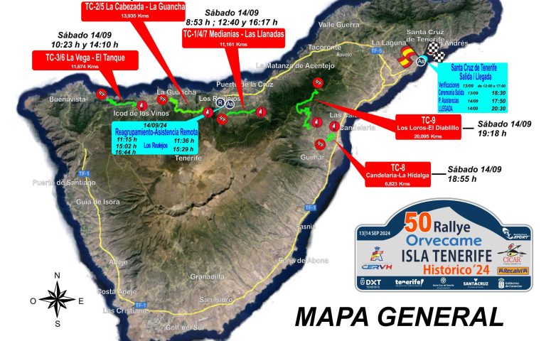 9 tramos cronometrados harán posible la edición 50 del Rallye Orvecame Isla Tenerife Histórico