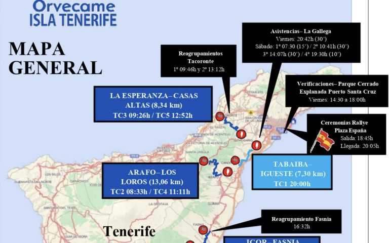 El 52º Rallye Orvecame Isla Tenerife gira al sur, con sede oficial en la Capital