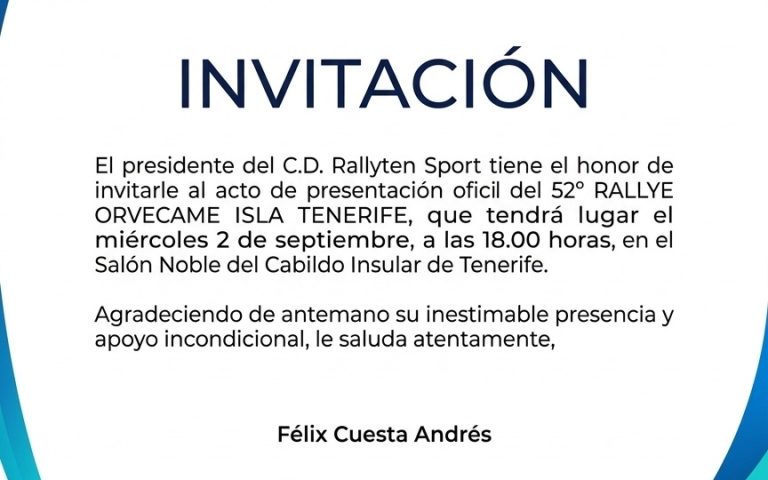 El 52º Rallye Orvecame Isla Tenerife se presenta oficialmente el próximo 2 de septiembre